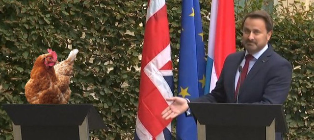A suitable stand-in was found for Johnson at a press conference in Luxembourg