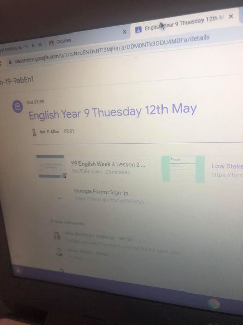 A photo of a computer screen - my niece's online English lesson.
