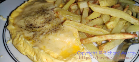Rick's very deep omel... sorry, I mean scrambled egg and chips!