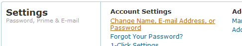 Amazon's 'Account Settings' section on the 'Your Account' page